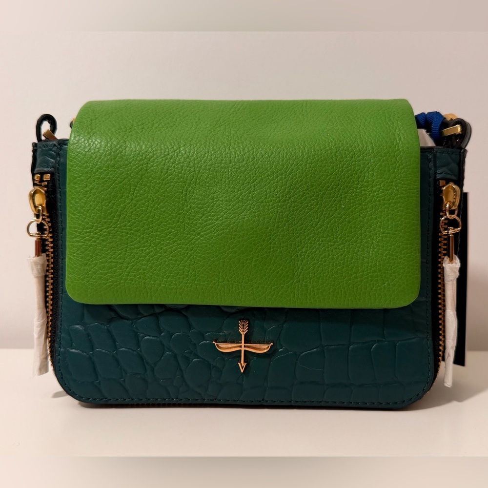 Pour La Victoire Green and Teal Crossbody Bag